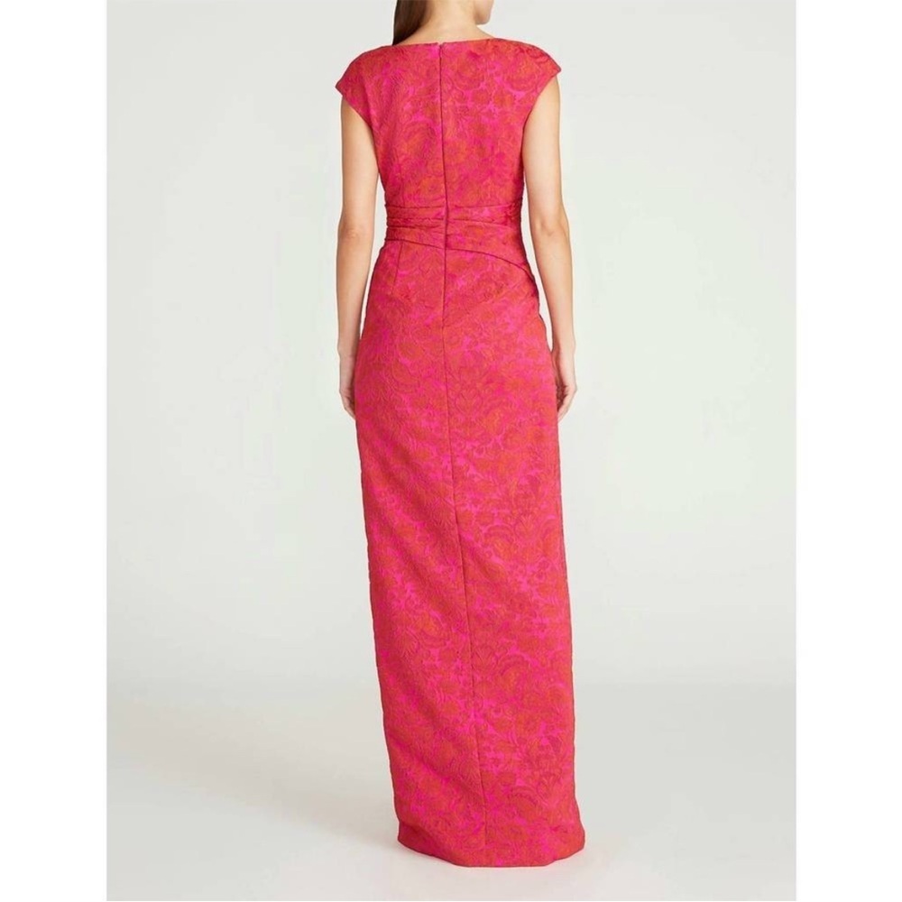 THEIA Barbara Scoop Neck Column Floral Jacquard Gown in Petunia Sz 4 - Picture 4 of 12